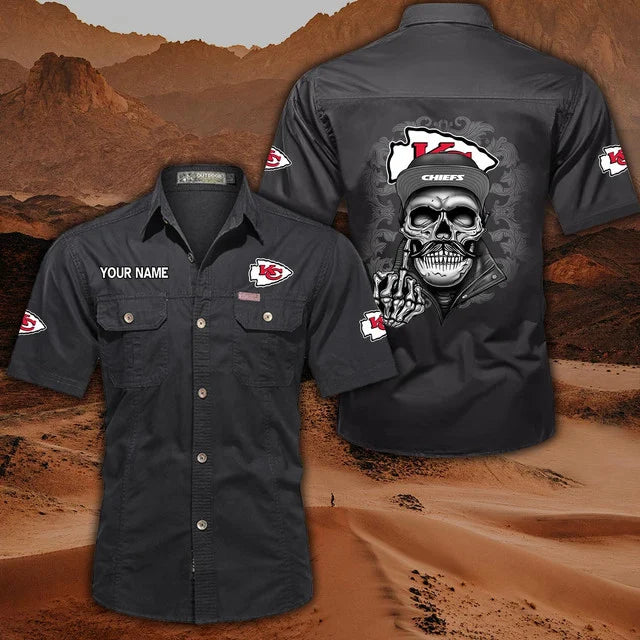 [SPECIAL OFFER] NEW CUSTOMIZED NFL01 KCC KANSAS CITY CHIEFS MUTICOLOR MEN'S CARGO SHIRT