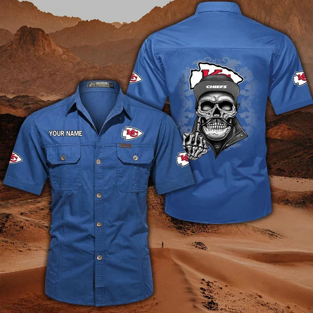 [SPECIAL OFFER] NEW CUSTOMIZED NFL01 KCC KANSAS CITY CHIEFS MUTICOLOR MEN'S CARGO SHIRT