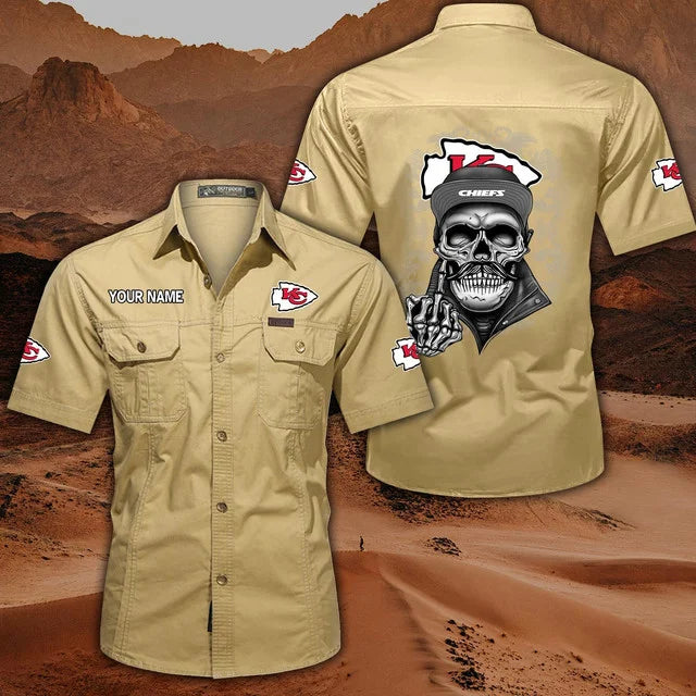 [SPECIAL OFFER] NEW CUSTOMIZED NFL01 KCC KANSAS CITY CHIEFS MUTICOLOR MEN'S CARGO SHIRT