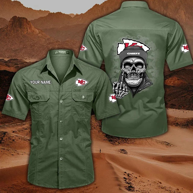 [SPECIAL OFFER] NEW CUSTOMIZED NFL01 KCC KANSAS CITY CHIEFS MUTICOLOR MEN'S CARGO SHIRT
