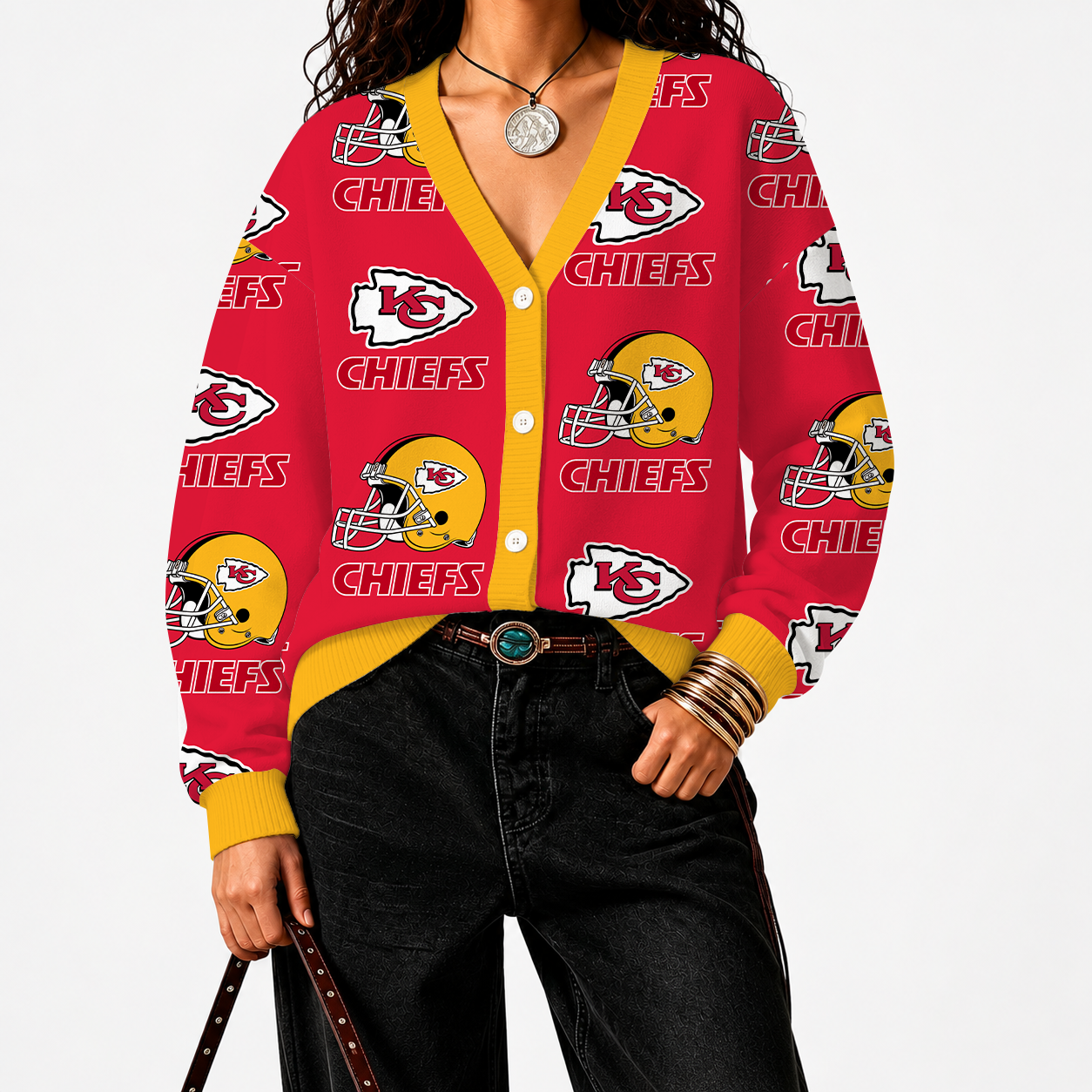 [SPECIAL OFFER] NEW CUSTOMIZED NFL01 KCC KANSAS CITY CHIEFS CARDIGAN