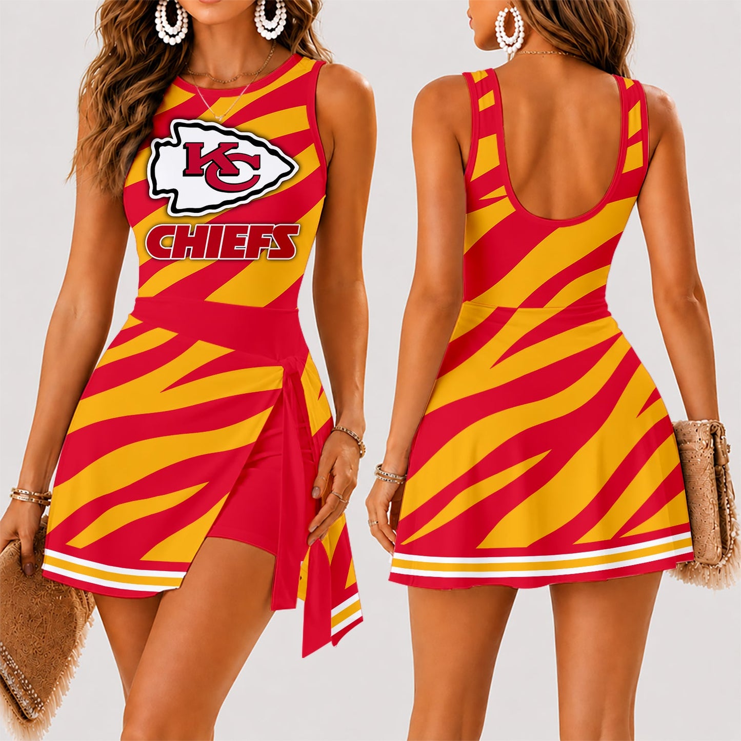 [SPECIAL OFFER] NEW CUSTOMIZED NFL01 KCC KANSAS CITY CHIEFS WOMEN'S SUMMER SKORT DRESS