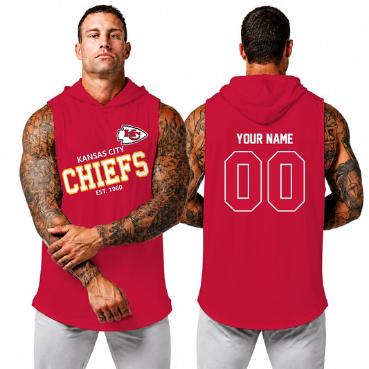 [SPECIAL OFFER] NEW CUSTOMIZED NFL01 KCC KANSAS CITY CHIEFS HOODED TANK TOP