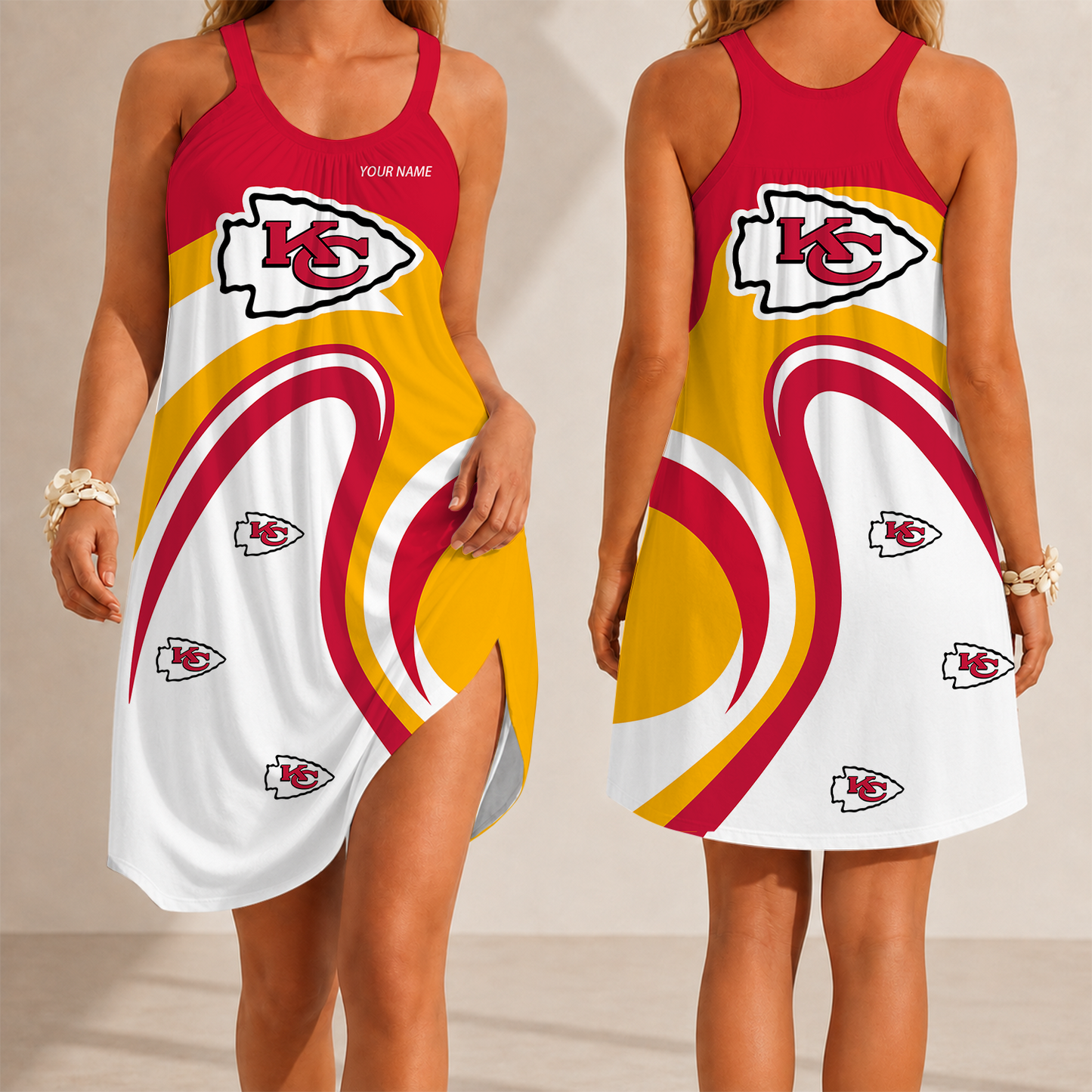 [SPECIAL OFFER] NEW CUSTOMIZED NFL01 KCC KANSAS CITY CHIEFS CAMISOLE DRESS