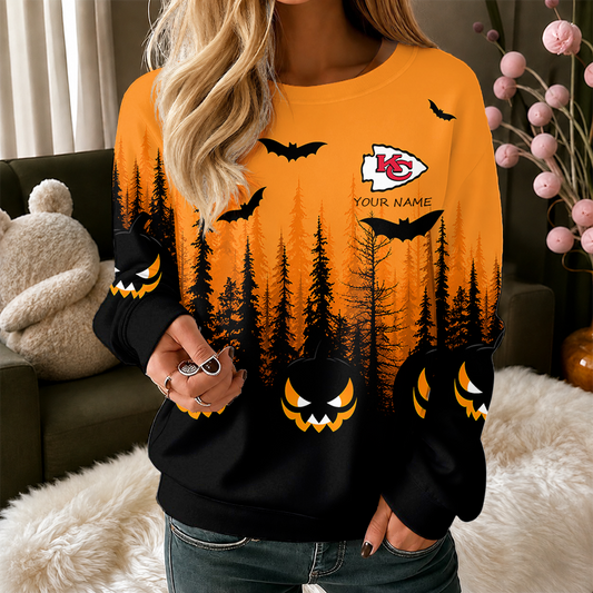[SPECIAL OFFER] NEW CUSTOMIZED NFL01 KCC KANSAS CITY CHIEFS UNISEX HALLOWEEN SWEATSHIRT