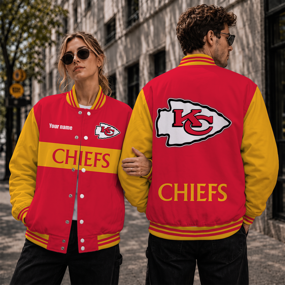 [SPECIAL OFFER] NEW CUSTOMIZED NFL01 KCC KANSAS CITY CHIEFS SATIN VARSITY & BASEBALL JACKET