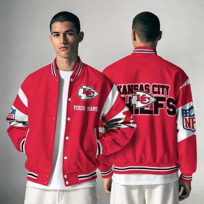 [SPECIAL OFFER] NEW CUSTOMIZED NFL01 KCC KANSAS CITY CHIEFS SATIN VARSITY & BASEBALL JACKET