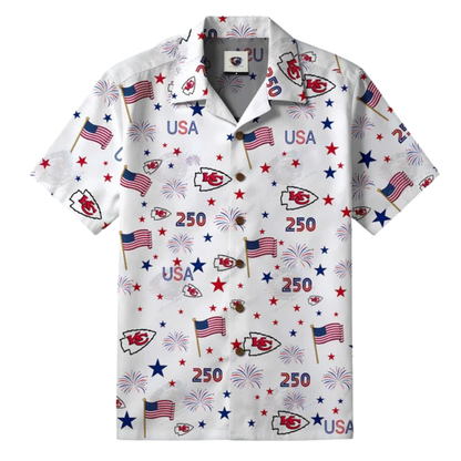 [SPECIAL OFFER] NEW CUSTOMIZED NFL01 KCC KANSAS CITY CHIEFS PATRIOTIC 250 USA HAWAIIAN SHIRT