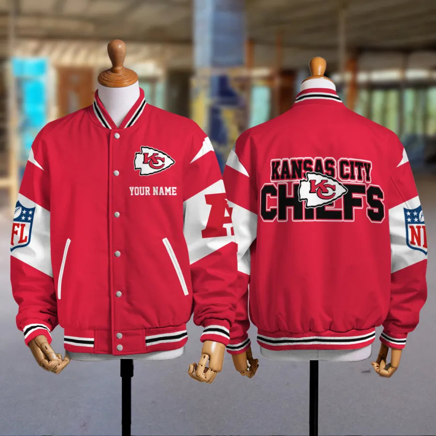 [SPECIAL OFFER] NEW CUSTOMIZED NFL01 KCC KANSAS CITY CHIEFS SATIN VARSITY & BASEBALL JACKET