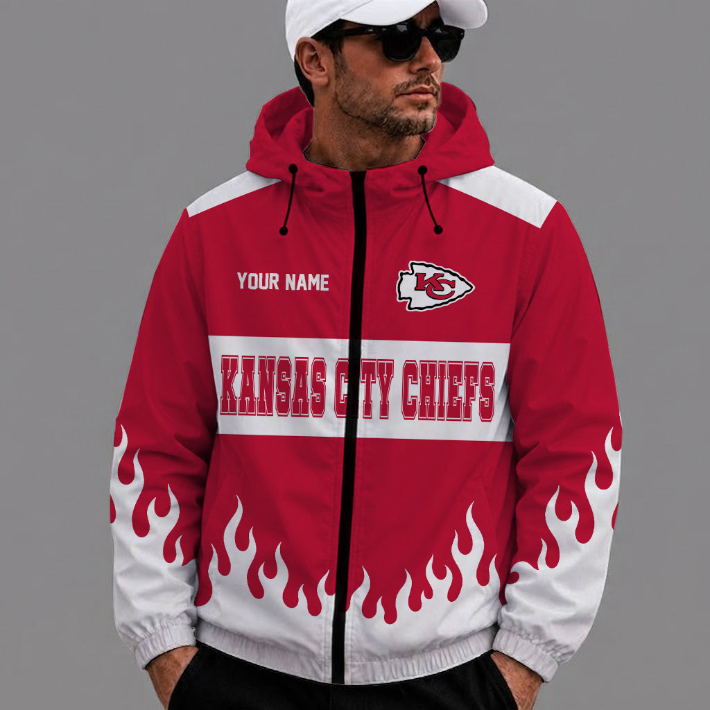 [SPECIAL OFFER] NEW CUSTOMIZED NFL01 KCC KANSAS CITY CHIEFS WINDBREAKER JACKET
