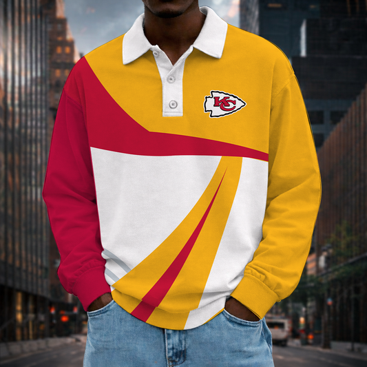[SPECIAL OFFER] NEW CUSTOMIZED NFL01 KCC KANSAS CITY CHIEFS LONG SLEEVE POLO SHIRT