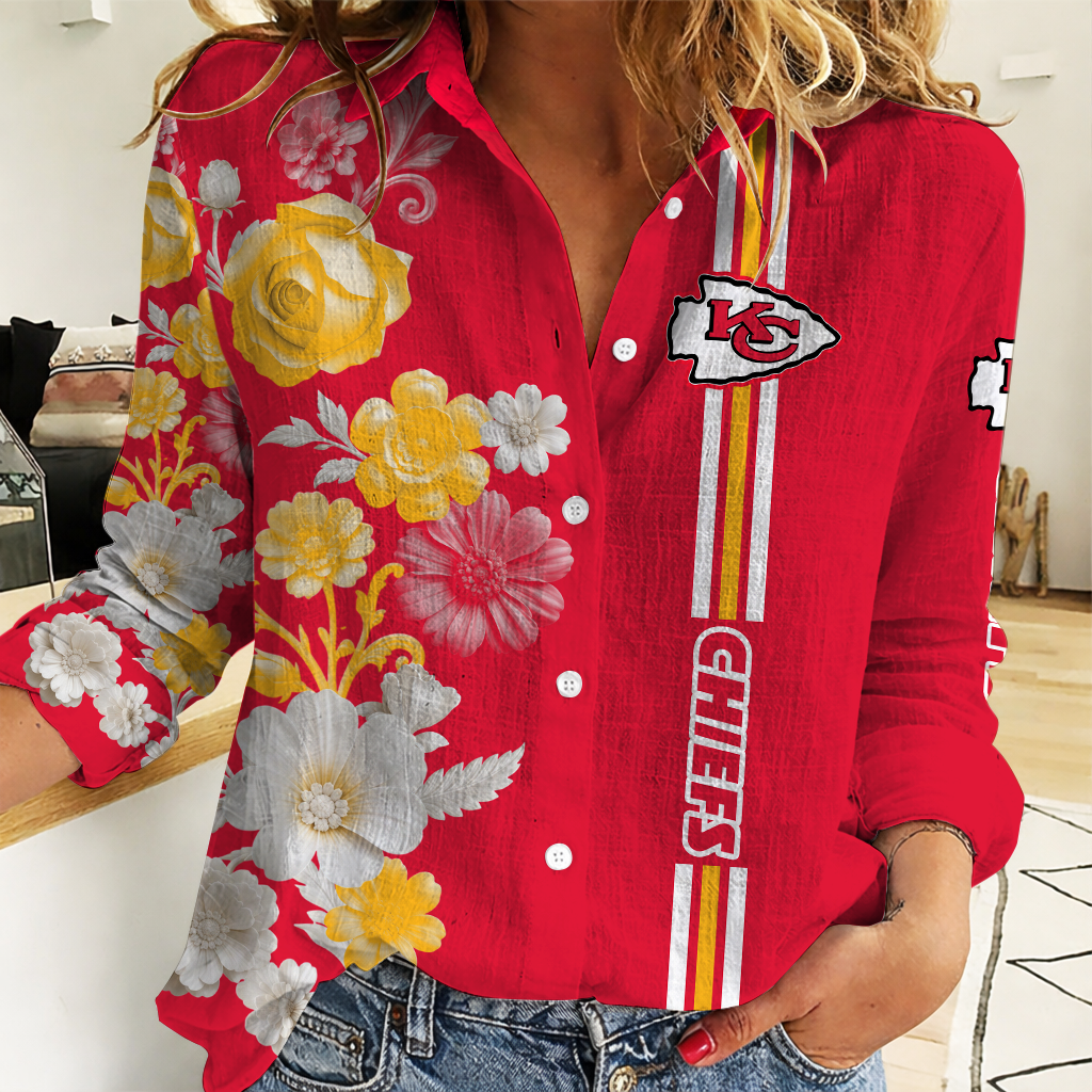[SPECIAL OFFER] NEW CUSTOMIZED NFL01 KCC KANSAS CITY CHIEFS WOMEN CASUAL SHIRT