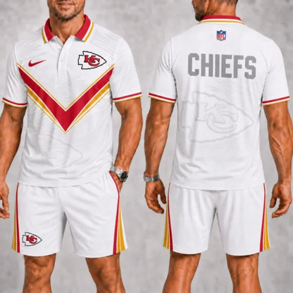 [SPECIAL OFFER] NEW CUSTOMIZED NFL01 KCC KANSAS CITY CHIEFS POLO SHIRT & SHORT PANTS