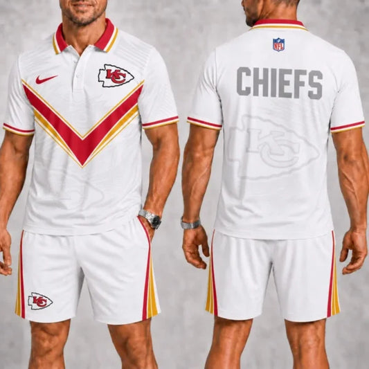 [SPECIAL OFFER] NEW CUSTOMIZED NFL01 KCC KANSAS CITY CHIEFS POLO SHIRT & SHORT PANTS