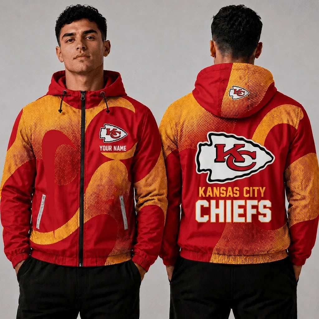 [SPECIAL OFFER] NEW CUSTOMIZED NFL01 KCC KANSAS CITY CHIEFS WINDBREAKER JACKET