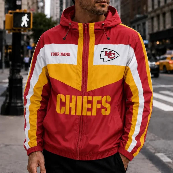 [SPECIAL OFFER] NEW CUSTOMIZED NFL01 KCC KANSAS CITY CHIEFS WINDBREAKER JACKET