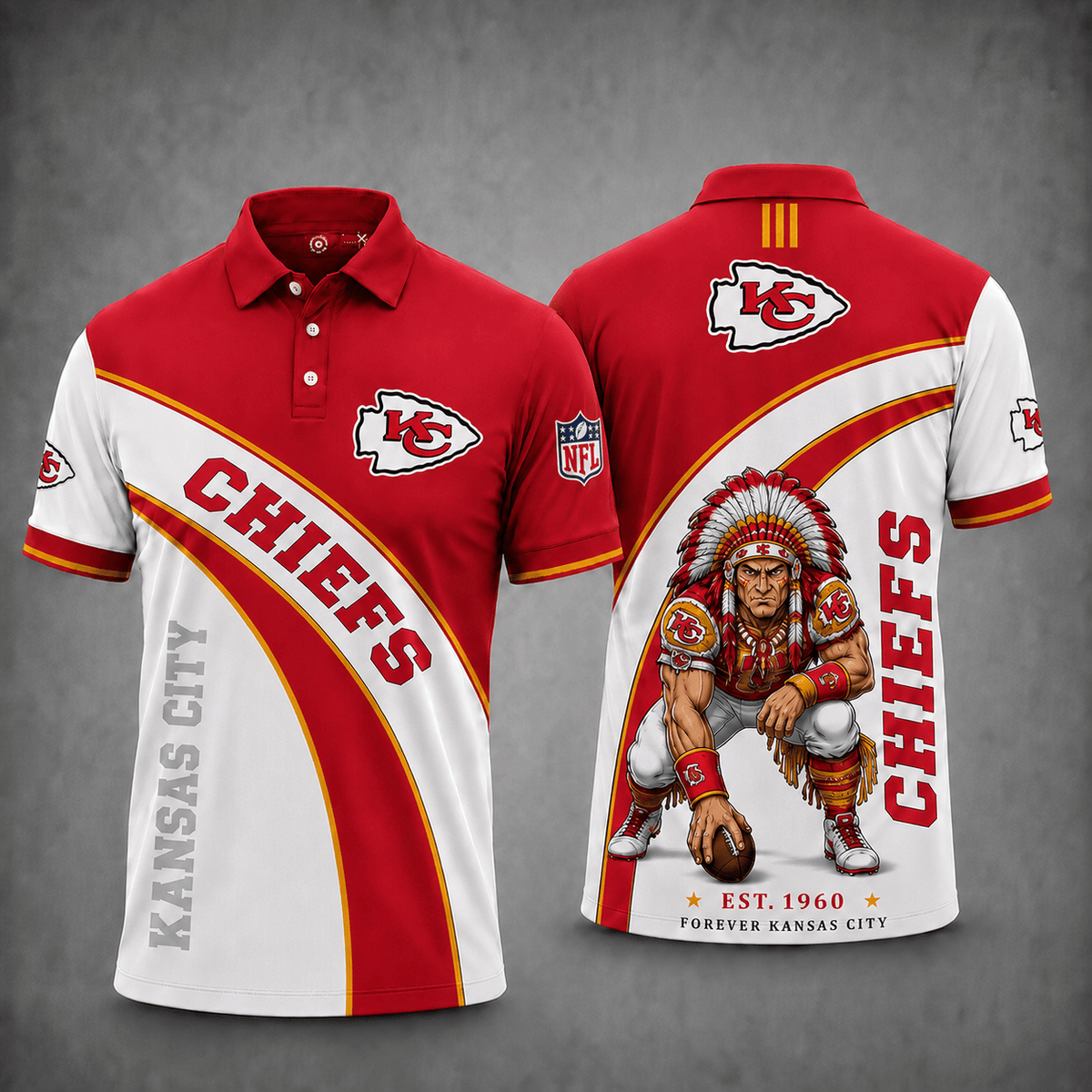 [SPECIAL OFFER] NEW CUSTOMIZED NFL01 KCC KANSAS CITY CHIEFS POLO SHIRT