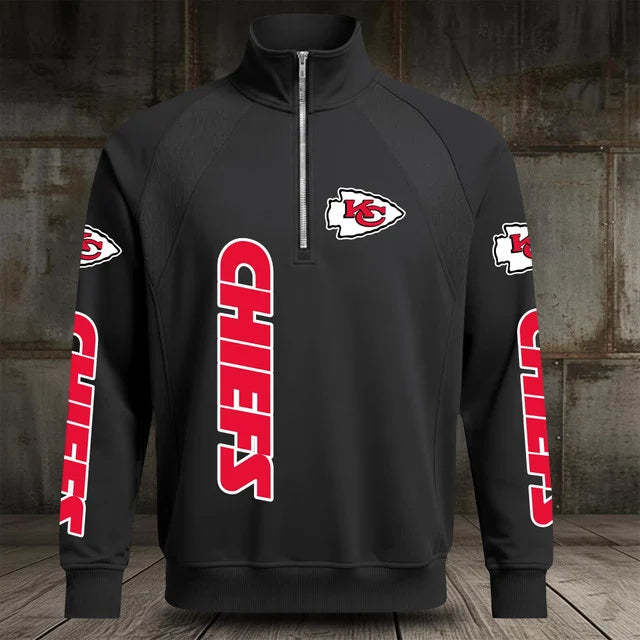 [SPECIAL OFFER] NEW CUSTOMIZED NFL01 KCC KANSAS CITY CHIEFS MEN'S MULTICOLOR QUARTER-ZIP PULLOVER