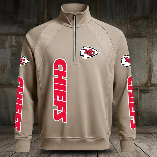 [SPECIAL OFFER] NEW CUSTOMIZED NFL01 KCC KANSAS CITY CHIEFS MEN'S MULTICOLOR QUARTER-ZIP PULLOVER