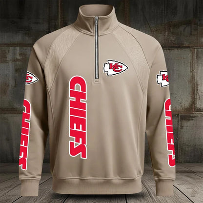 [SPECIAL OFFER] NEW CUSTOMIZED NFL01 KCC KANSAS CITY CHIEFS MEN'S MULTICOLOR QUARTER-ZIP PULLOVER