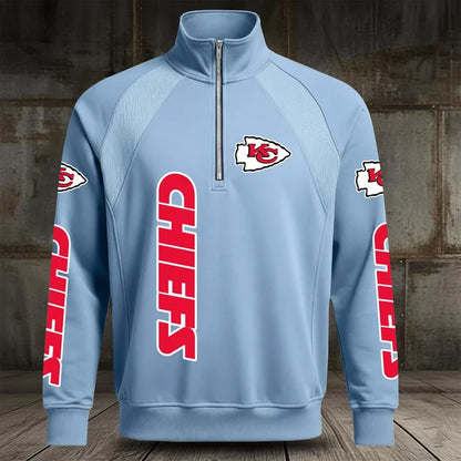 [SPECIAL OFFER] NEW CUSTOMIZED NFL01 KCC KANSAS CITY CHIEFS MEN'S MULTICOLOR QUARTER-ZIP PULLOVER
