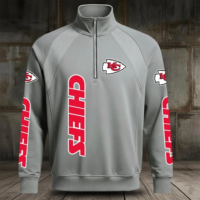 [SPECIAL OFFER] NEW CUSTOMIZED NFL01 KCC KANSAS CITY CHIEFS MEN'S MULTICOLOR QUARTER-ZIP PULLOVER