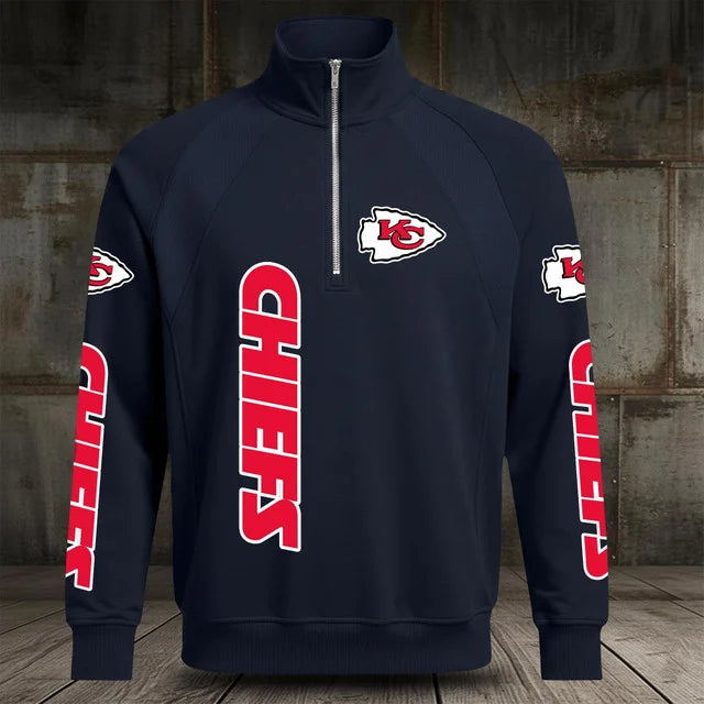 [SPECIAL OFFER] NEW CUSTOMIZED NFL01 KCC KANSAS CITY CHIEFS MEN'S MULTICOLOR QUARTER-ZIP PULLOVER