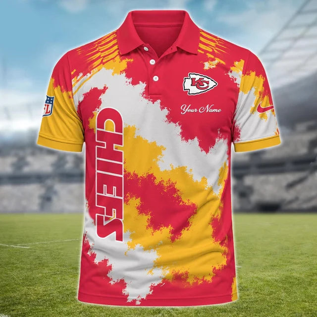 [SPECIAL OFFER] NEW CUSTOMIZED NFL01 KCC KANSAS CITY CHIEFS MULTICOLOR POLO SHIRT