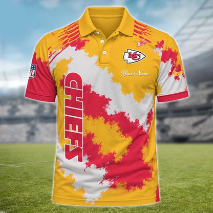 [SPECIAL OFFER] NEW CUSTOMIZED NFL01 KCC KANSAS CITY CHIEFS MULTICOLOR POLO SHIRT