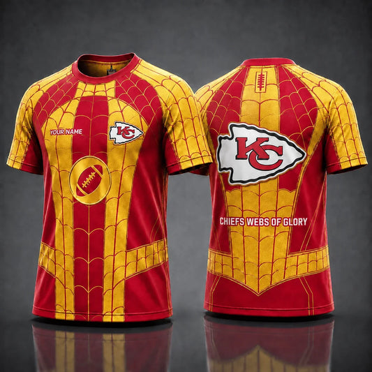 [SPECIAL OFFER] NEW CUSTOMIZED NFL01 KCC KANSAS CITY CHIEFS x SPIDER T-SHIRT, HOODIE & ZIP HOODIE