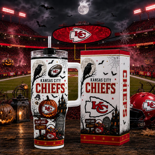 [SPECIAL OFFER] NEW CUSTOMIZED NFL01 KCC KANSAS CITY CHIEFS HALLOWEEN  40OZ TUMBLER
