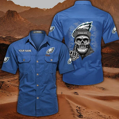 [SPECIAL OFFER] NEW CUSTOMIZED NFL02 PPE PHILADELPHIA EAGLES MUTICOLOR MEN'S CARGO SHIRT