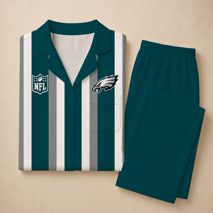 [SPECIAL OFFER] NEW CUSTOMIZED NFL02 PPE PHILADELPHIA EAGLES SHORT SLEEVE & LONG PANTS PAJAMAS SET