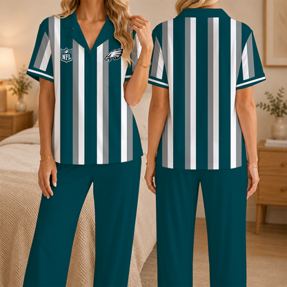 [SPECIAL OFFER] NEW CUSTOMIZED NFL02 PPE PHILADELPHIA EAGLES SHORT SLEEVE & LONG PANTS PAJAMAS SET