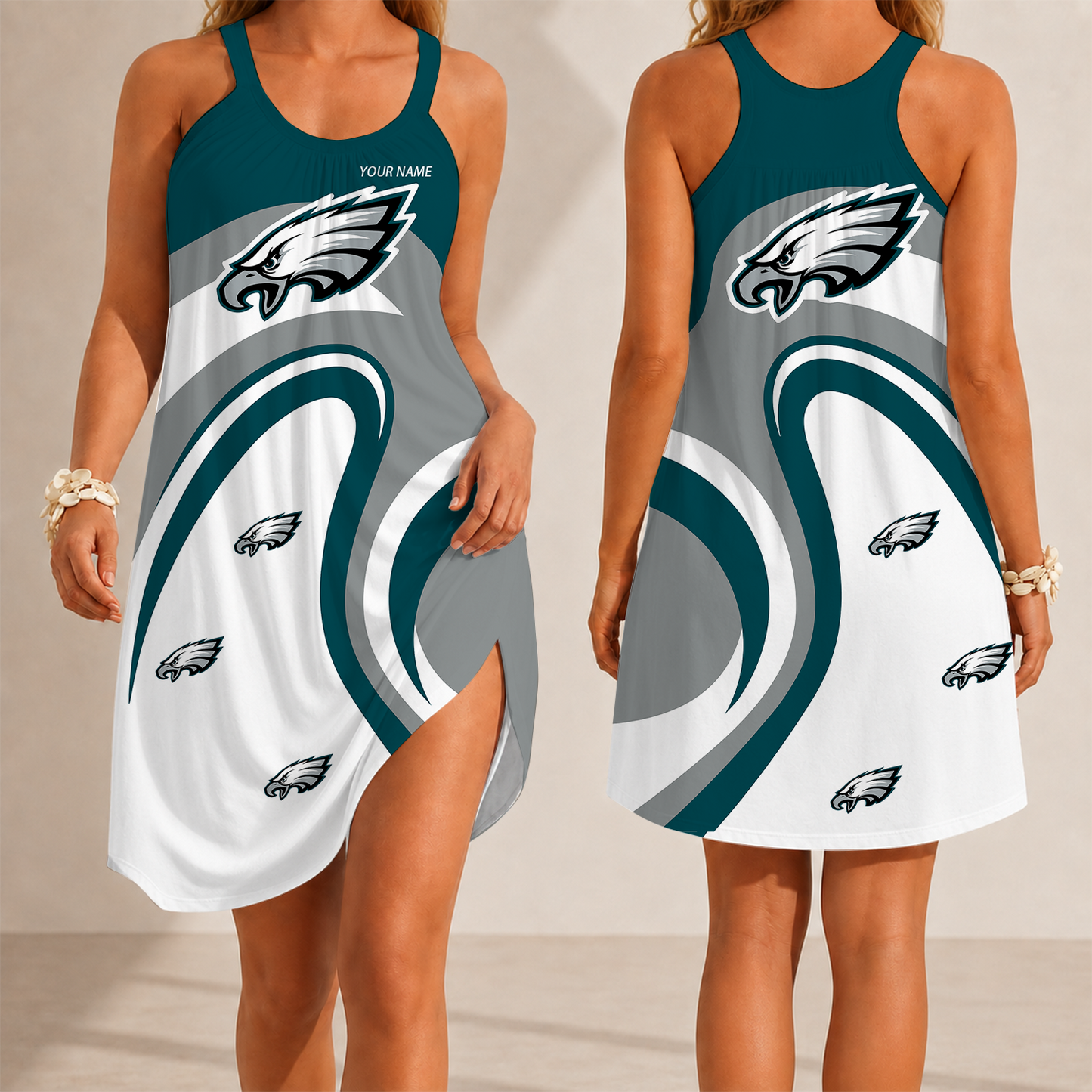 [SPECIAL OFFER] NEW CUSTOMIZED NFL02 PPE PHILADELPHIA EAGLES CAMISOLE DRESS
