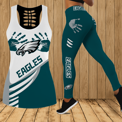 [SPECIAL OFFER] NEW CUSTOMIZED NFL02 PPE PHILADELPHIA EAGLES HOLLOW TANK TOP & LEGGINGS SET