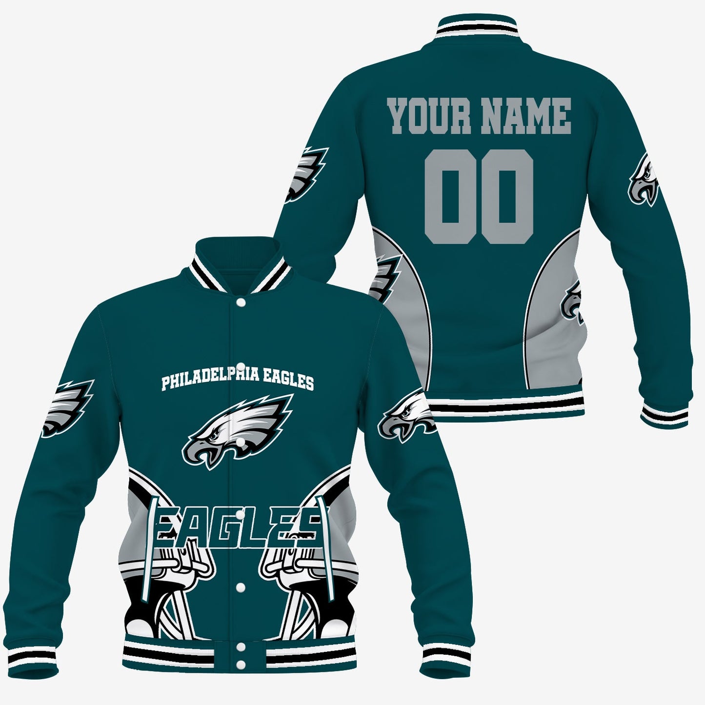 [SPECIAL OFFER] NEW CUSTOMIZED NFL02 PPE PHILADELPHIA EAGLES SATIN VARSITY & BASEBALL JACKET
