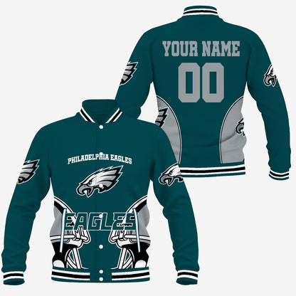 [SPECIAL OFFER] NEW CUSTOMIZED NFL02 PPE PHILADELPHIA EAGLES SATIN VARSITY & BASEBALL JACKET