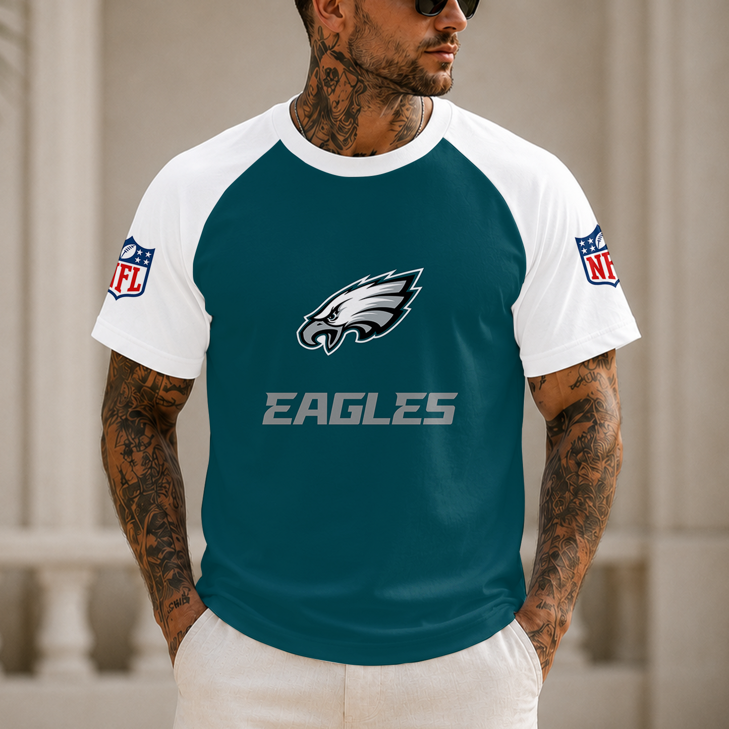 [SPECIAL OFFER] NEW CUSTOMIZED NFL02 PPE PHILADELPHIA EAGLES RAGLAN TEE