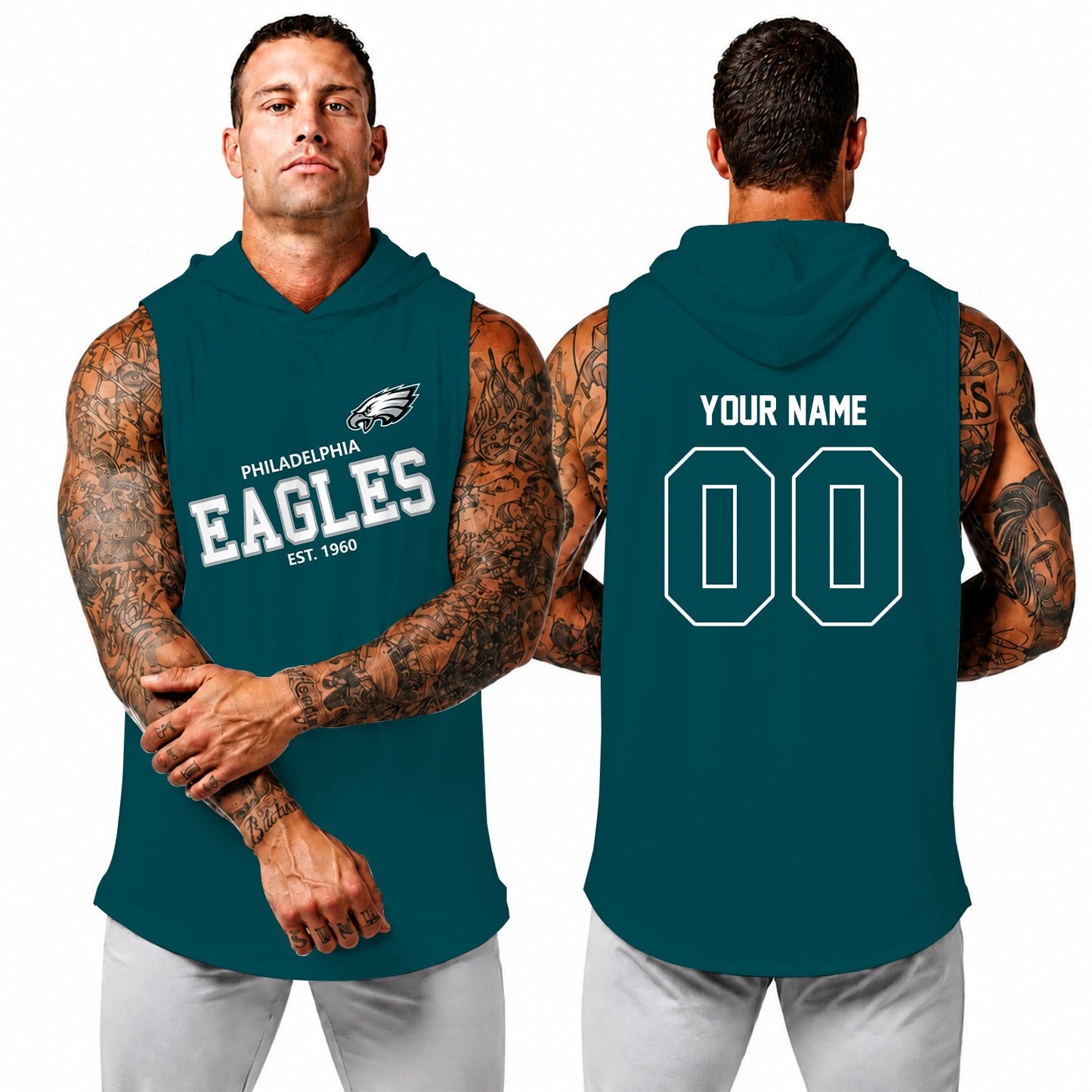 [SPECIAL OFFER] NEW CUSTOMIZED NFL02 PPE PHILADELPHIA EAGLES HOODED TANK TOP