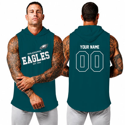 [SPECIAL OFFER] NEW CUSTOMIZED NFL02 PPE PHILADELPHIA EAGLES HOODED TANK TOP