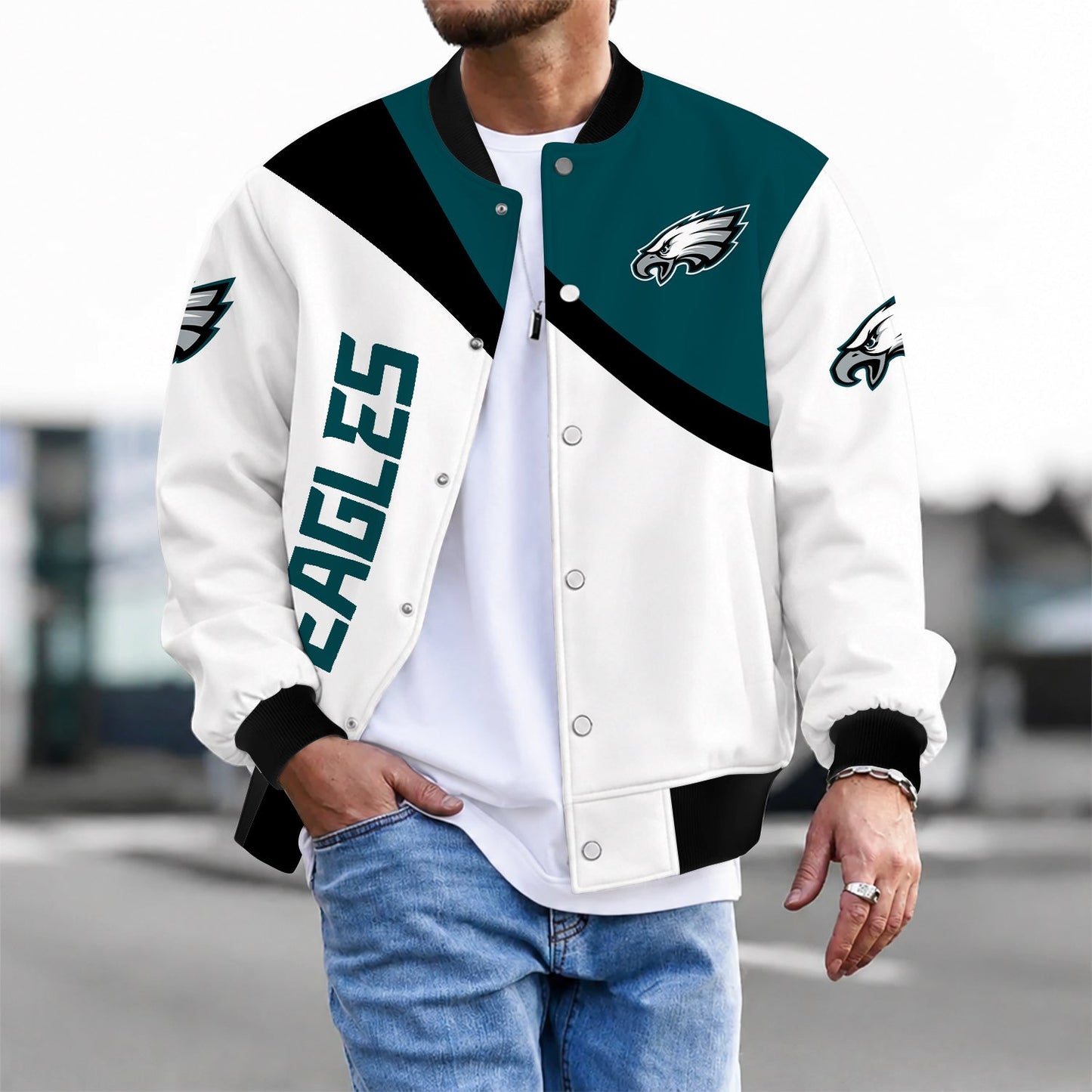 [SPECIAL OFFER] NEW CUSTOMIZED NFL02 PPE PHILADELPHIA EAGLES SATIN VARSITY & BASEBALL JACKET