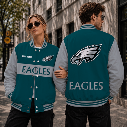 [SPECIAL OFFER] NEW CUSTOMIZED NFL02 PPE PHILADELPHIA EAGLES SATIN VARSITY & BASEBALL JACKET