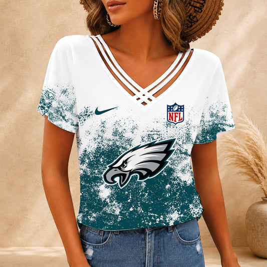 [SPECIAL OFFER] NEW CUSTOMIZED NFL02 PPE PHILADELPHIA EAGLES V-NECK SHIRT