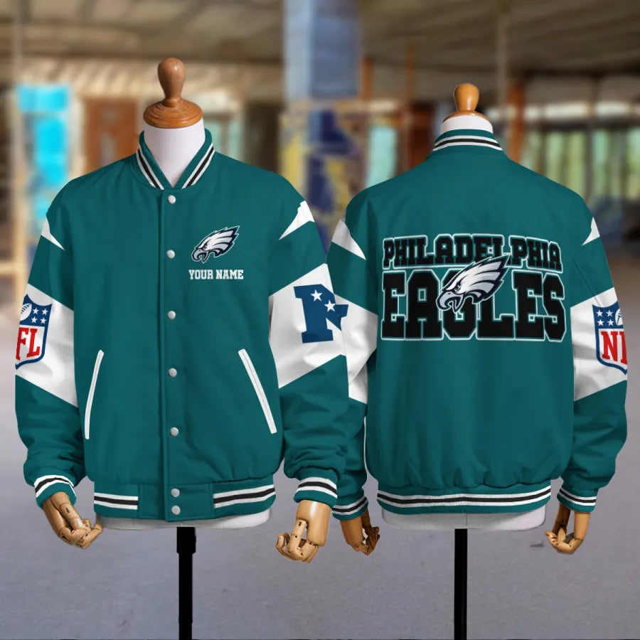 [SPECIAL OFFER] NEW CUSTOMIZED NFL02 PPE PHILADELPHIA EAGLES SATIN VARSITY & BASEBALL JACKET