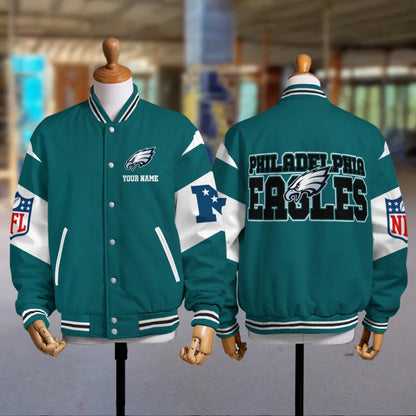 [SPECIAL OFFER] NEW CUSTOMIZED NFL02 PPE PHILADELPHIA EAGLES SATIN VARSITY & BASEBALL JACKET