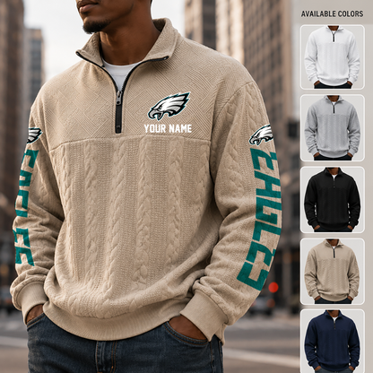 [SPECIAL OFFER] NEW CUSTOMIZED NFL02 PPE PHILADELPHIA EAGLES MULTICOLOR QUARTER-ZIP SWEATSHIRT