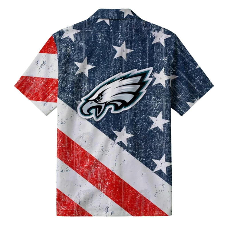 [SPECIAL OFFER] NEW CUSTOMIZED NFL02 PPE PHILADELPHIA EAGLES PATRIOTIC 250 USA HAWAIIAN SHIRT