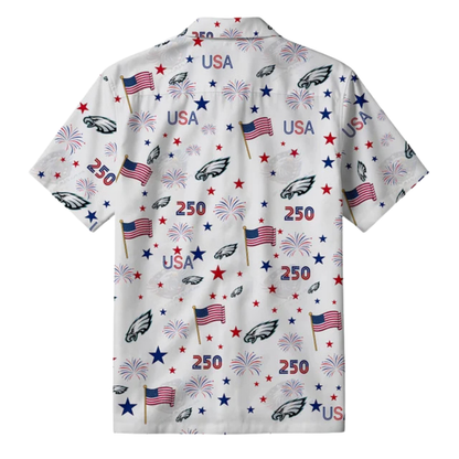 [SPECIAL OFFER] NEW CUSTOMIZED NFL02 PPE PHILADELPHIA EAGLES PATRIOTIC 250 USA HAWAIIAN SHIRT