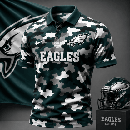 [SPECIAL OFFER] NEW CUSTOMIZED NFL02 PPE PHILADELPHIA EAGLES CAMO POLO SHIRT